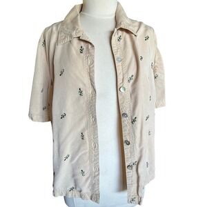 Vintage Turtle Lover's Embroidered Button Down Shirt 1X Neutral Soft